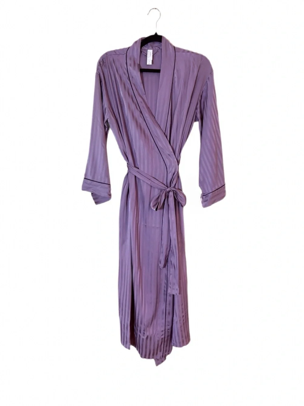 Auden Satin Stripe Wrap Robe NWT Size M/L Lavender Mauve Sleepwear,